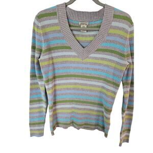 Vintage st johns bay Womens y2k stripe v neck rib knit sweater 261 large